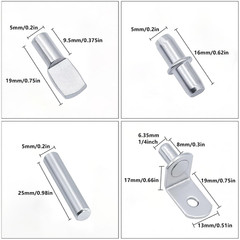 120Pcs Shelf Pins Kit, Styles Nickel Plated Shelf Support Pegs,Plated Shelf Pins