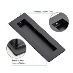 8 Pack Black Sliding Closet Door Handles Black Flush Pulls 5.9in Length Reces…