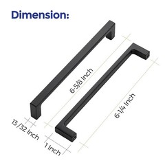 10 Pack 61/4 Inch Matte Black Cabinet Pulls Kitchen Cupboard Hardware