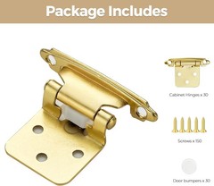 30 Pack 15 Pair Gold Cabinet Hinges – 1/2 inch Overlay Kitchen Cabinet Hinges…