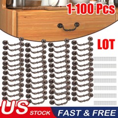 1-100 Pcs Drop Bail Dresser Pull Handle Antique Bronze Cabinet Handle Knobs LOT
