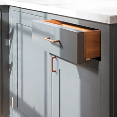 Brushed Copper Cabinet Pulls with 5”Hole Centers, Modern Style Zinc Alloy Cabin