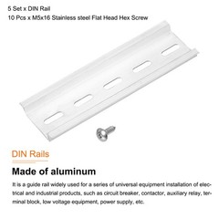 DIN Rail 4″ x 1.4″ x 0.3″ Slotted Zinc Plated Iron with Screw 5 Set
