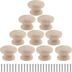 30 Pcs round Wooden Cabinet Knobs 1-1/8″ (28Mm) Unfinished Wooden Pulls Mushroom