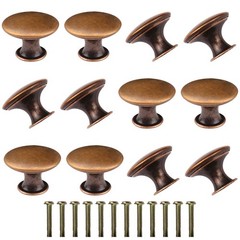 12 Packs Antique Copper Kitchen Cabinet Knobs Furniture Cupboard Round Drawer Dr