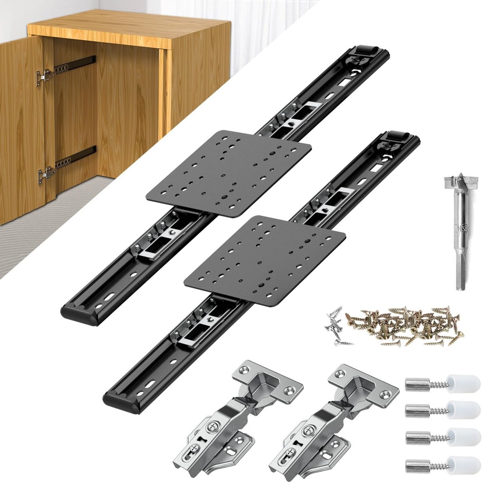 Pocket Door Slides 12 Inch 2 PCS Hardware Inset Cabinet Disappearing Hidden