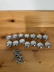 Lot of 14 Polished Chrome Cabinet Knobs with hardware