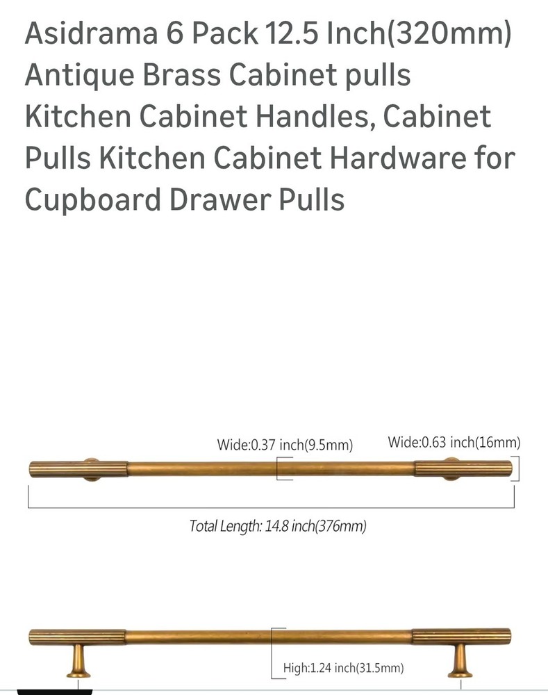 Asldrama (2250) 6 PCS 12.5″ (320mm) Drawer Pulls with Screws