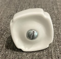 Antique Vtg White Porcelain Ceramic Drawer Knob Square Cabinet Pull Art Deco
