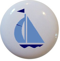 Light Blue and Navy SAILBOAT Boat NAUTICAL Cabinet DRAWER Pull KNOB