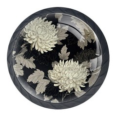 4 Pcs 1.37″ Round Cabinet Knobs Flowers Kitchen Cupboard Knob Black Drawer Ha…