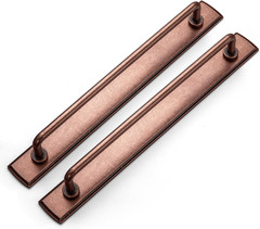 Antique Copper Cabinet Pulls with Backplate – 2 Pack Modern Kitchen Handles