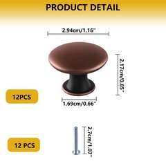 12 PCS 1.18 Inch 30mm Antique Copper Round Cabinet Knobs Drawer Pulls