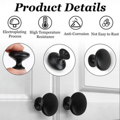 New 30 Pack Matte Black Kitchen Cabinet Knobs Round Drawer Pulls Stainless Steel
