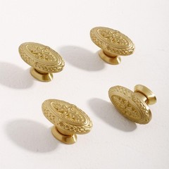 4 PCS Antique Brass Cabinet Knobs Copper Oval Drawer Door Handles Hardware