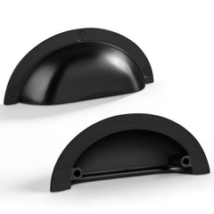 2-1/2 Inch（64mm） Hole Center Matte Black Heavy Duty Solid Cabinet Cup Pulls,B…