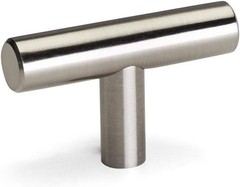 10 Brushed Stainless Steel Cabinet Handles – Modern T-Shape Design