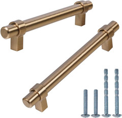 Brushed Brass Cabinet Pulls, 10 Pack, 3-3/4″ Champagne Bronze Handles