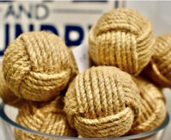 1.25″ Jute Rope Wrapped Knobs – Monkey Fist Knobs – Nautical Decor – Tan Burlap