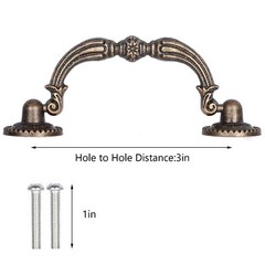 3″ Antique Bronze Cabinet Handle Vintage Drop Bail Dresser Drawer Pull Knob LOT