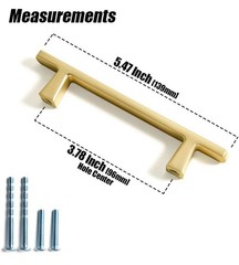 Brass Zinc Alloy Rectangular Cabinet Handles – 3.78”(96mm) Hole Center 6 Pack