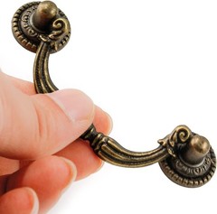 4 Pack Antique Drop Bail Pull Handles 2.75 Inch Hole Center for Cabinet Dresser