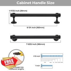 Ravinte Decor Black 24pk Cabinet Handles 6-1/4″