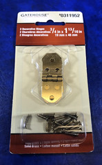 Package of 2 Decorative Brass Hinges 3/4in. x 1-13/16in. with Screws