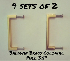 9 sets of 2, Baldwin Brass Colonial Cabinet Handle Pull 3.5in