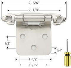 Ravinte 50 Pack 25 Pairs 1/2 Inch Overlay Cabinet Door Hinges Kitchen Satin Nick
