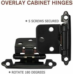 40 Pcs Matte Black Cabinet Hinges Overlay Self Closing for Kitchen Cabinet Door