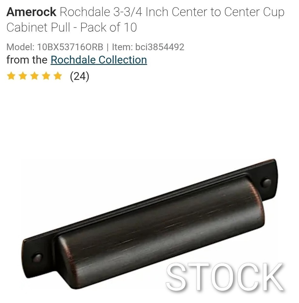 AMEROCK Rochdale Cup Pull, 3-3/4″ 96mm, Oil Rubbed Bronze, BP53716ORB (10 Pack)