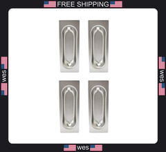 QCAA solid brass rectangular flush pull 3×1-1/8 inches nickel 4 pack