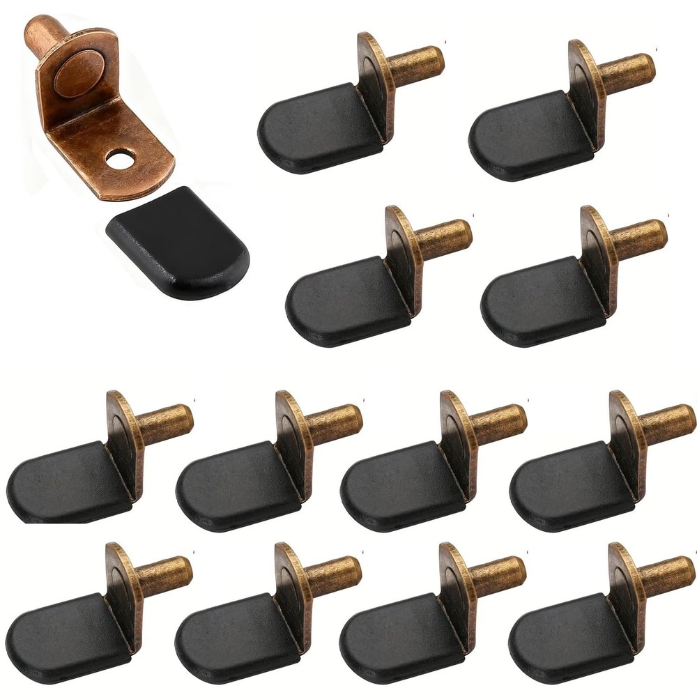 40 Pcs 1/4 Inch Shelf Support Pegs, L-Shaped Metal Shelf Pins with Rubber Sleeve