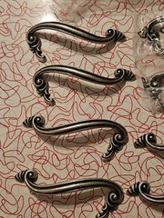 New Antique Cabinet and Drawer handles stylish Silver PAMAR 358A Italy set of 8