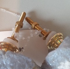 Light Blue Irregular Stone Cabinet Knobs with Gold Hardware, Set of 2