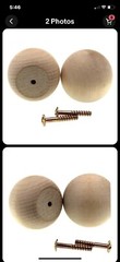 Pair of P182-UW Natural Wood 2″ Mushroom Cabinet Knob Pulls Belwith Hickory