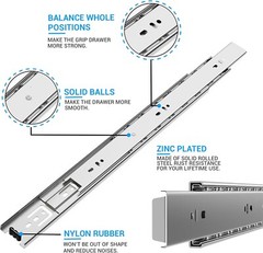 2 PAIR – Homands Heavy Duty Full Extension Drawer Slides Steel 100lb 10”