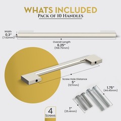 10 Pack Brushed Nickel Cabinet Handles, Drawer Handles, Drawer Pulls and Knob…