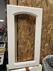 Mill’s Pride White Arched Wood with Glass Cabinet Door (no hardware / handles) –