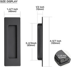 2 Pack Black Sliding Closet Door Handles Black Flush Pulls 4.72In Length Recesse