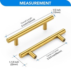 Brushed Brass Cabinet Handles 3-3/4 Inch Hole Spacing, Stainless Steel Drawer…