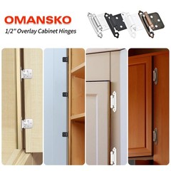 50 Pack 25 Pairs Self Closing 1/2″ Overlay Cabinet Door Hinges – White Face Moun