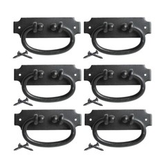 Black Wrought Iron Cabinet Pulls Hepplewhite Handle 5.25″ W Drop Style Pack of 6