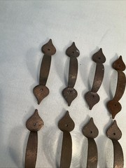 8- OLD STYLE Vintage Colonial Hammered Copper Plated Cabinet Door Pull Handles