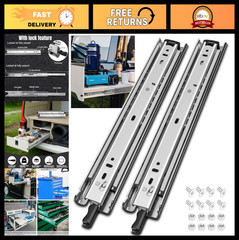 Heavy Duty 22″ Locking Drawer Slides – Full Extension, 250 lb Capacity, Side Mou