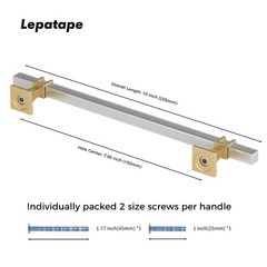 Lepatape 10 Pack 7-1/2 Inch Modern Silver Gold Cabinet Pulls Stainless Steel Zin