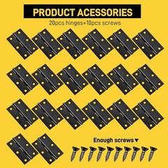 ELAINEDE 20-Piece 2.5″ Door Hinge Set Stainless Steel Black w/ Screws