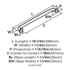 Amerock Polished Nickel Kane 18″ Center To Center Appliance Pull