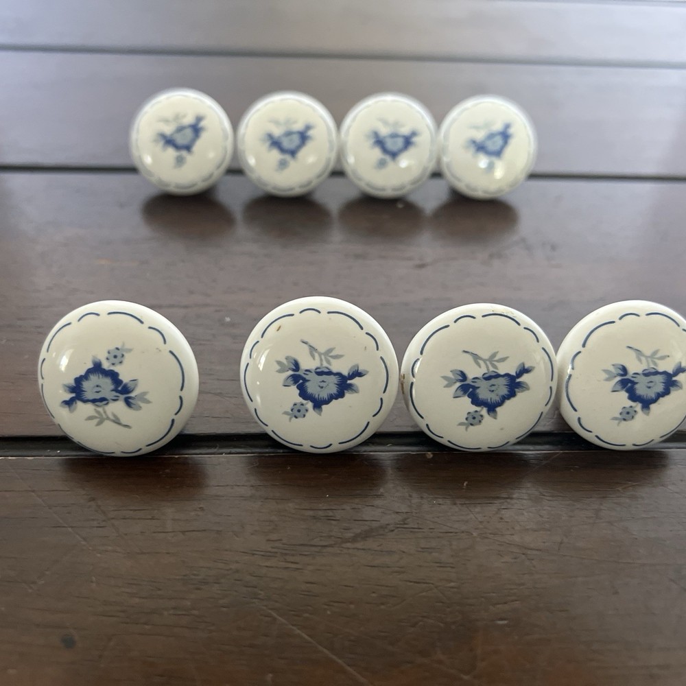 1.25″ Diameter Delft Style English Cozy Knob Blue/White Porcelain Drawer Pulls-8